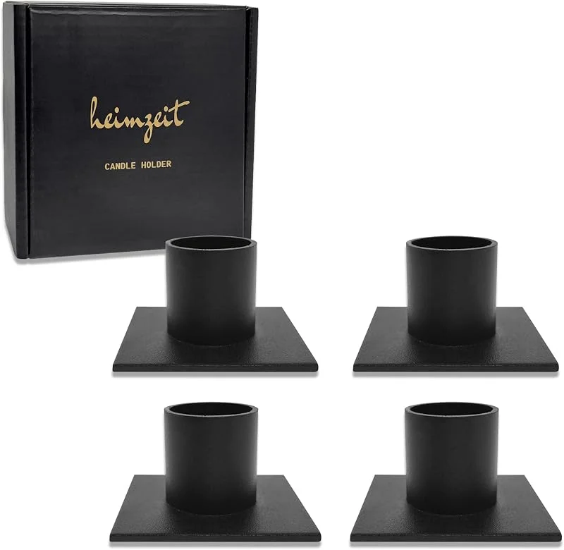 Visita la tienda de heimzeit Portavelas de Metal Ø22 mm, 4 Unidades Cuadrado, en Negro — Cena a la luz de velas
