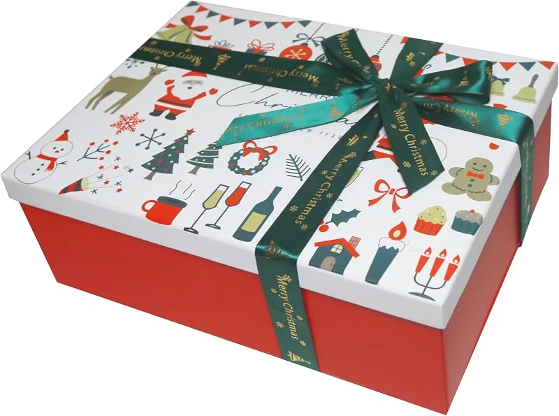 Visita la tienda de STRBOXONG Caja navideña con tapa para regalos 27×21×10, 5 cm blanca 1 ud STRBOXONG — Envoltorio regalo