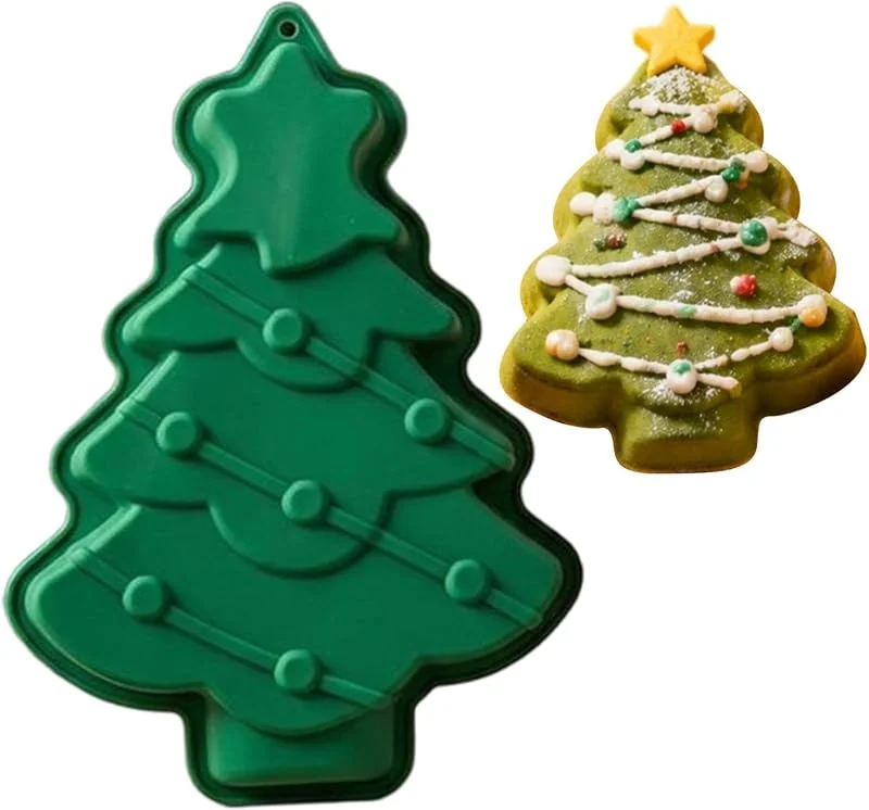 Generisch Molde de silicona con forma de árbol de Papá Noel, bandeja para hornear — Hogar y cocina