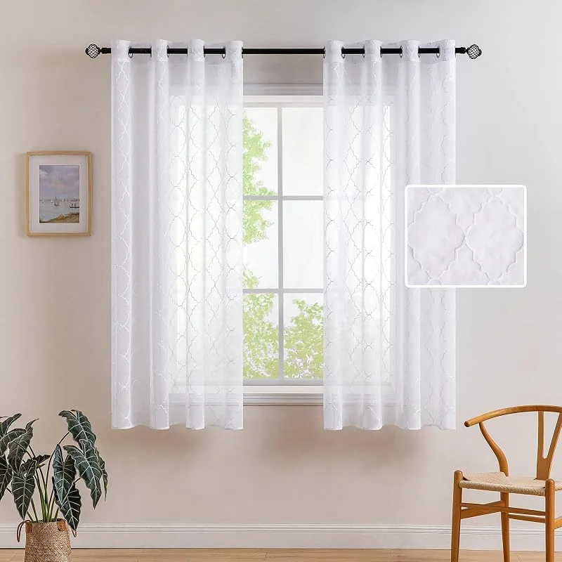 Visita la tienda de MIULEE MIULEE Cortinas Bordadas Translucida de Dormitorio 2 Hojas Blanco 140x160cm — Luces Navidad