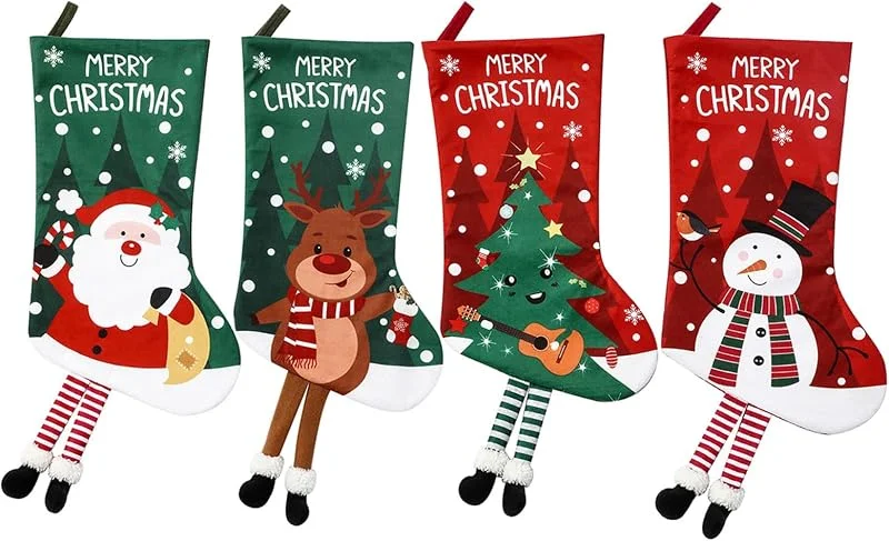 ZenithAura 4er Set Nikolausstrumpf Kinder, Nikolausstrumpf, Lange Beine Design Nikolausstiefel Zum Befüllen, Klein Weihnachtsstrumpf Personalisiert Weihnachtssocken Kamin — Decoracion Navidad
