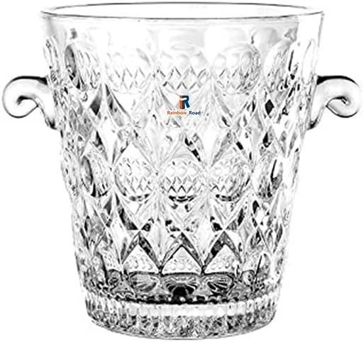 Rainbow_Road Cubitera de vidrio para vino, enfriador de hielo de cristal con 2 asas, recipiente de refrigeración para champán, vino y cerveza — Vino y mesa festiva