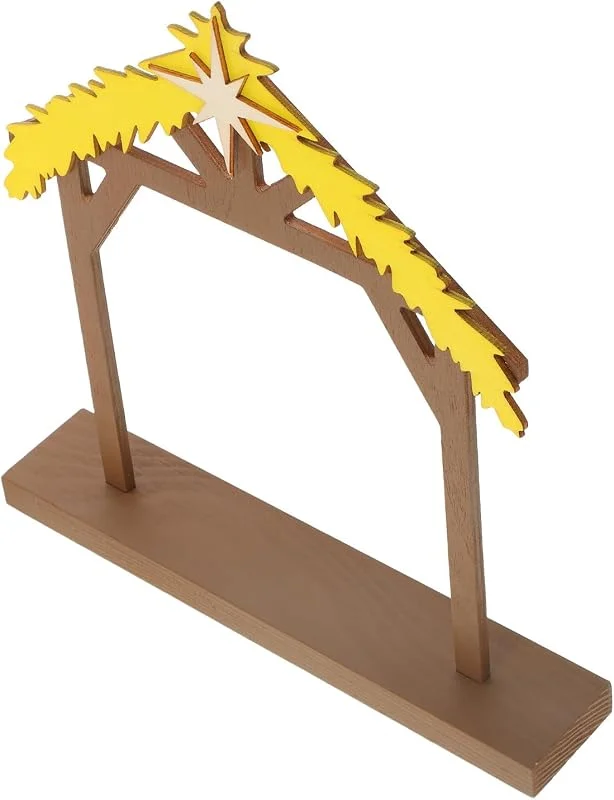 PRETYZOOM Belén de Madera Marrón para Pesebre Navideño, Decoración — Decoracion Navidad