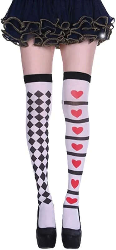 WT-DDJJK Medias altas hasta el muslo, medias altas hasta el muslo, para mujer, estampado sobre la rodilla, calcetines largos — Ropa Navidad