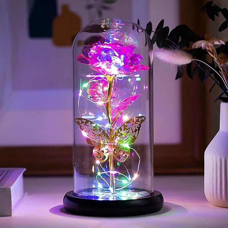 Fespcj Rosas logotipo de la luz nocturna novedosa iluminación LED de ahorro de energía Halloween y decoración navideña regalos de negocios lámparas de mariposa de rosas metálicas de color — Cena a la luz de velas