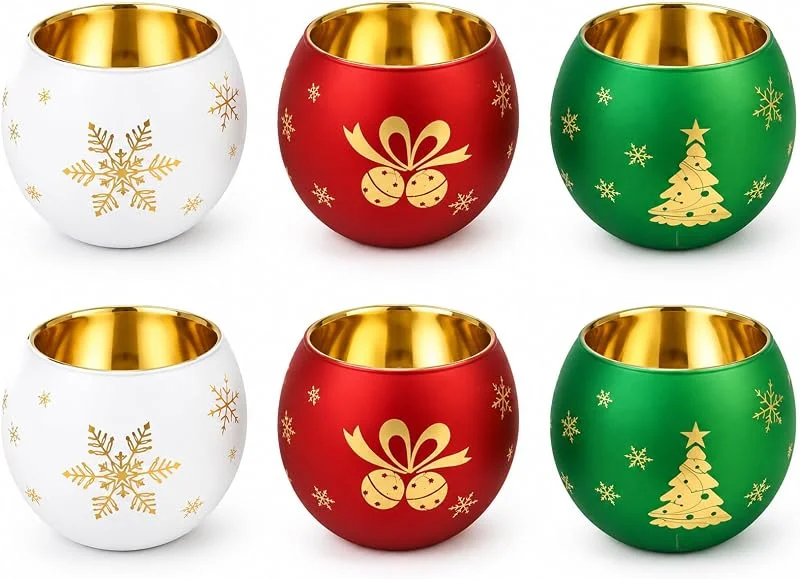 Pilikoll 6pcs Vidrio del Candelabro de Navidad Candelabros de Té de Navidad — Adviento y mesa