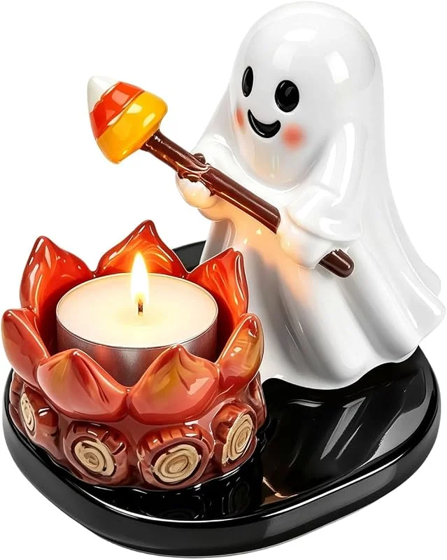 Ljaljse Portavelas de fantasmas de Halloween, decoración de hoguera de resina — Cena a la luz de velas