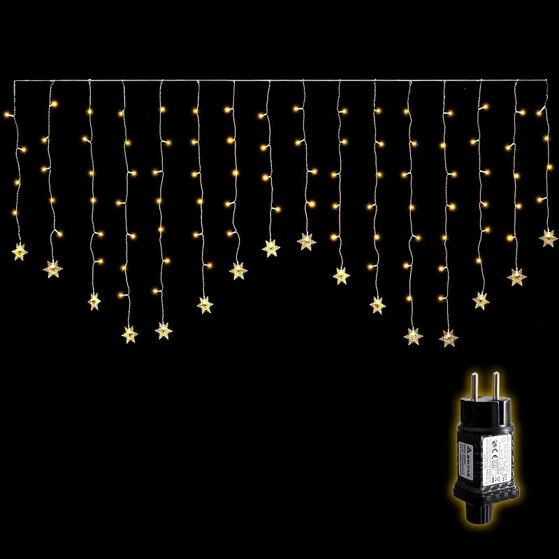 Visita la tienda de SALCAR SALCAR Luces Navidad de Copo de Nieve, 2M 104LED Cortina de Luces con 8 Modos y Temporizador, Impermeable Guirnaldas Navidad luzes Exterior Para Balcón Jardín Ventana Decoracion, Blanco Cálido