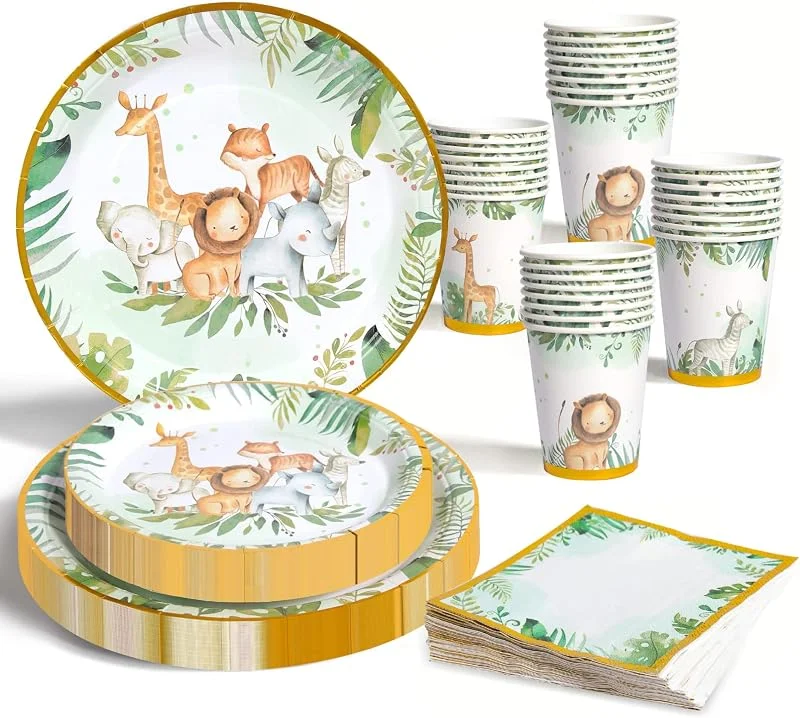 Visita la tienda de Patimate Jungle Safari Juego de vajilla para Fiestas de cumpleaños para niños Suministros de Papel para 24 Invitados, vajilla de Fiesta de Animales Platos de Papel servilletas para cumpleaños, Baby Shower — Adviento y mesa