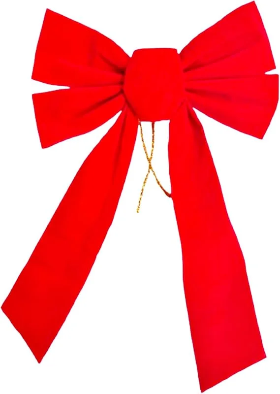 BOBOZHONG Lazo Decorativo Grande de Terciopelo Rojo para Navidad, Bodas - Moño Brillante Sin Montaje (13x9 Pulg), Corona para Puertas, Chimenea, Regalos, Fiestas - 1 Pieza, No daña Muebles — Decoracion Navidad