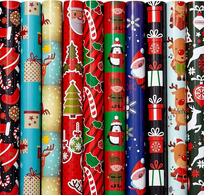 Visita la tienda de THE TWIDDLERS THE TWIDDLERS 20 hojas de papel de regalo navideño, 10 diseños – plegado, 70 cm x 50 cm — Envoltorio regalo