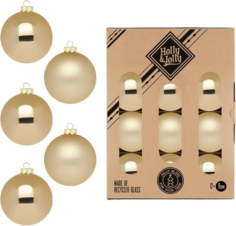 Holly & Jolly - Bolas de Navidad «Brocade Gold», 12 Unidades — Decoracion Navidad