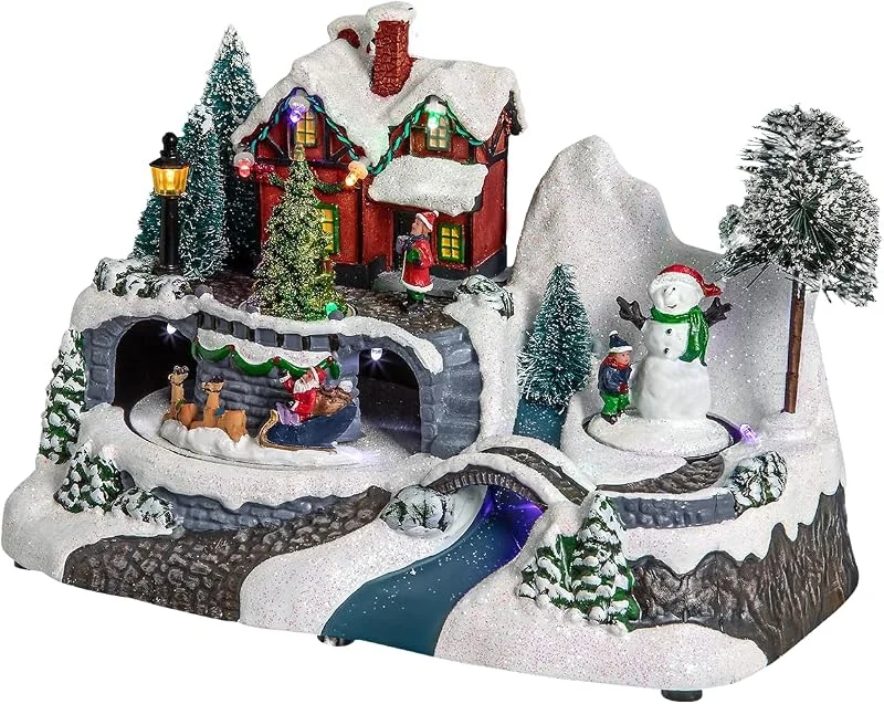Avilia Pueblo de Navidad con Música y Luces: Ambiente Mágico para Tus Fiestas Navidades! Luces Chispeantes, Melodías Encantadoras y Ambiente Navidad Único — Decoracion Navidad