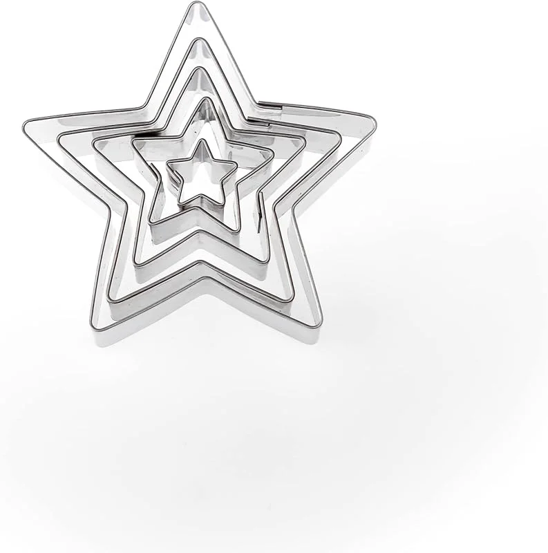 BekkiB 7767-Juego de 5 moldes para galletas con forma de estrellas de diferentes tamaños, de acero inoxidable — Hogar y cocina