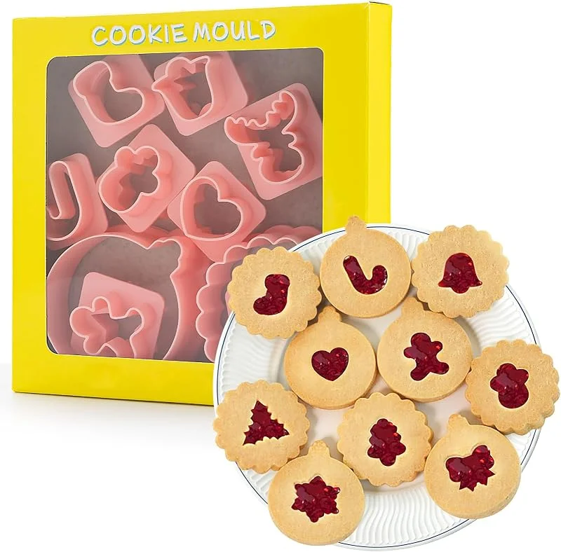 Visita la tienda de Kiiwah Kiiwah 10 Piezas Moldes de Galletas Navidad 3D, Juego de Cortadores de Galletas Plástico Navidad para Galleta Fruta Pan Fondant — Hogar y cocina