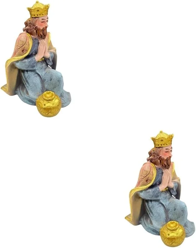 PRETYZOOM 2 Piezas Figura del Rey Arrodillado para Belén Navideño, Resina — Decoracion Navidad