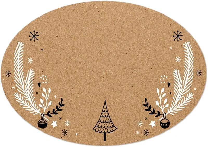 Visita la tienda de Logbuch-Verlag Logbuch-Verlag 200 pegatinas de Navidad para escribir en rollo, pegatinas navideñas vintage de papel kraft para nombre, 6 x 4, 5 cm (22374-200) — Envoltorio regalo