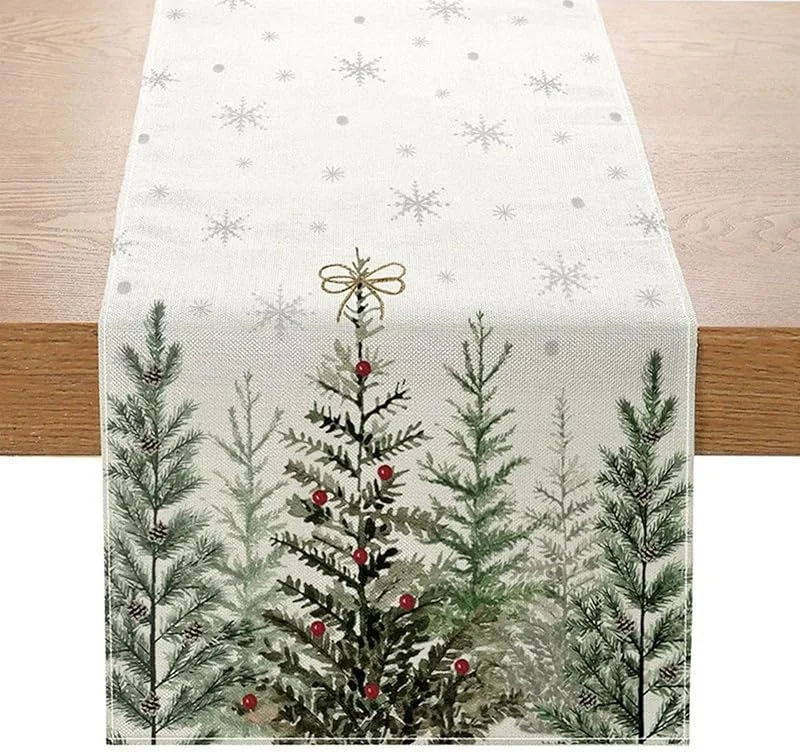 RIBSUQA Camino de Mesa Navidad de Pino, Moderno Invierno para Mesa de Comedor, Decoración de Mesas Comedor Interior y Exterior Navidad Vacaciones Fiesta Invierno, 40 x 180 cm — Hogar y cocina