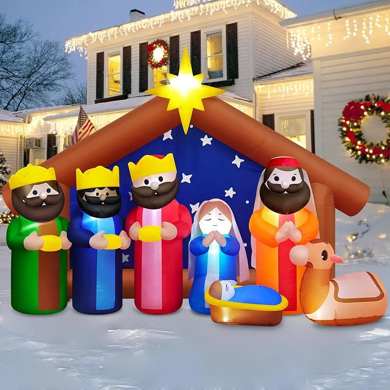 Visita la tienda de Danxilu Danxilu Belen Hinchable Navidad Exterior 240cm con Luces LED — Decoracion Navidad
