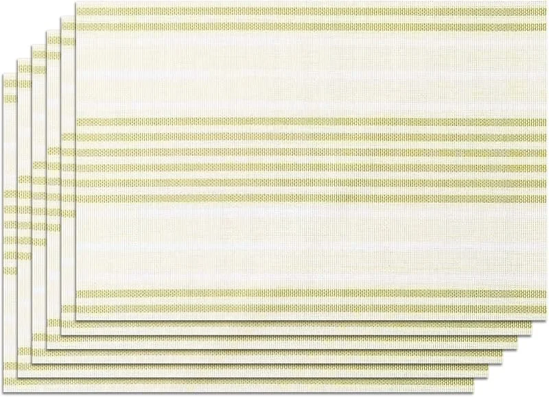 Privalace PVC Raya Manteles Individuales Lavables, 6 Unidades Antideslizante Salvamanteles Individuales, Resistentes Calor para Cocina Comedor(Verde) — Hogar y cocina