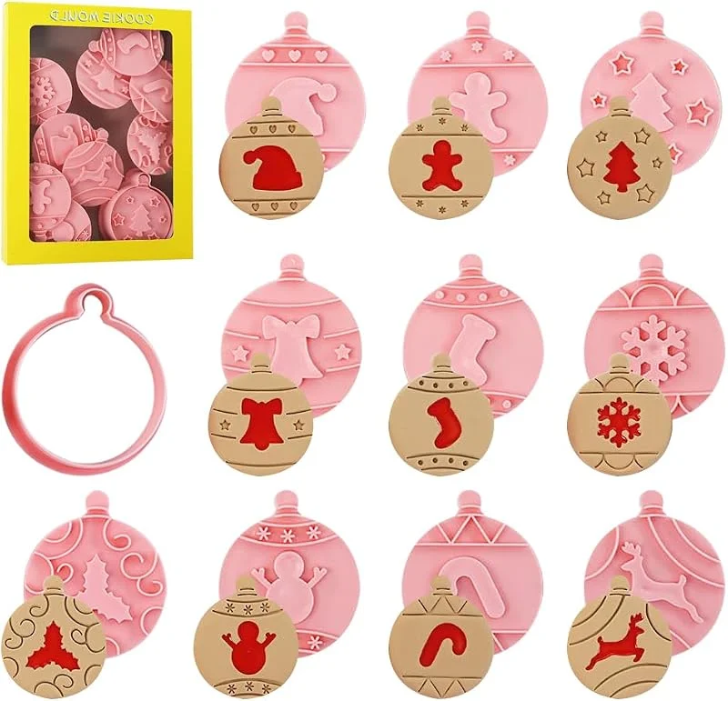 ZDQC 11 Piezas Cortador de Galletas de Navidad 3D, Cortadores de Galletas con Sellos Navidad, Moldes de Galletas Navideñas, Moldes Galletas Infantiles Navidad, Moldes para Galletas de Navidad — Hogar y cocina