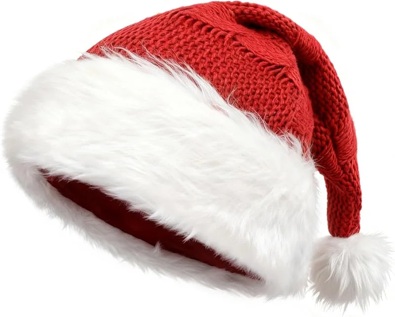 TAGVO Gorro Navideño para Adulto, Gorro Santa Claus Sombrero Navideño de Invierno Sombrero de Papá Noel Roja para Fiesta Festiva de Año Nuevo 55-60cm — Ropa Navidad