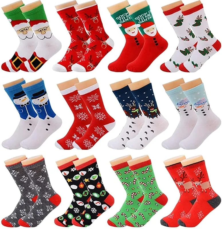 Fascigirl 12 pares calcetín de Navidad invierno algodón felpa cálidos regalo para adultos — Decoracion Navidad