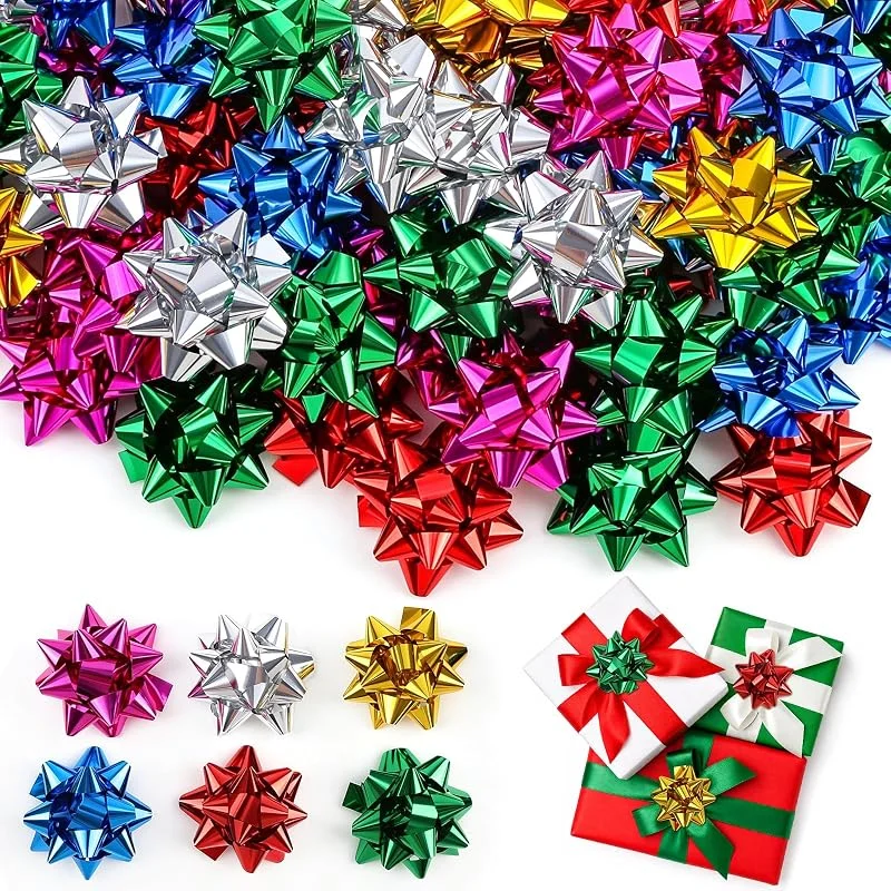 Hijinee Lazos de regalo autoadhesivos, 100 unidades pequeños de 5 cm de diámetro — Envoltorio regalo