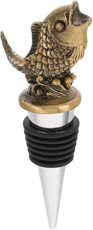 NUOBESTY Tapón decorativo para botella de vino: tapón decorativo de Koi con sello al vacío reutilizable para botella de animales, accesorios de bar retro para tapón de bebidas de boda, figura de — Vino y mesa festiva
