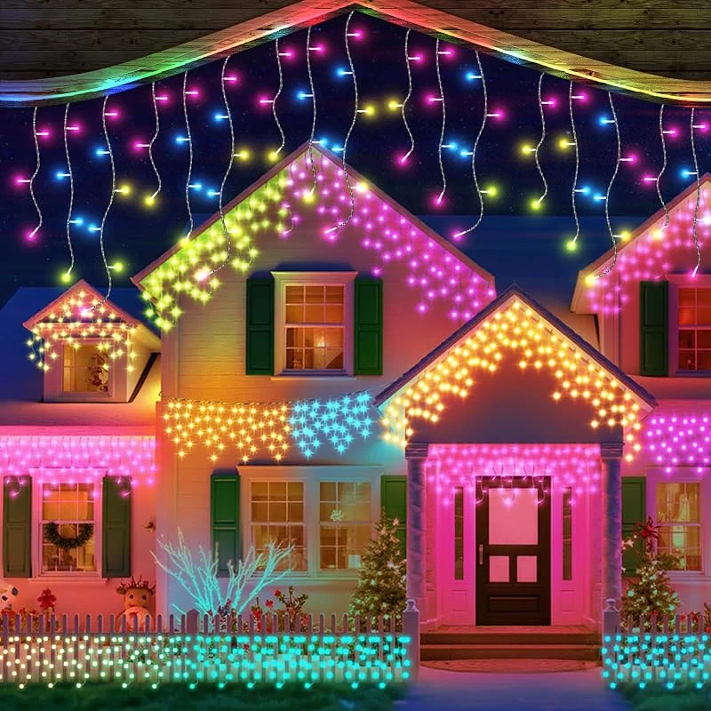 Visita la tienda de REYLAX REYLAX Smart Luz de Carámbano 20M 598LEDs RGB Cortina Luces Navidad IP67 Impermeable Guirnalda Luces Exterior con Cambio de Color Decoración Dinámica Inteligente para Jardín Fiesta Navidad