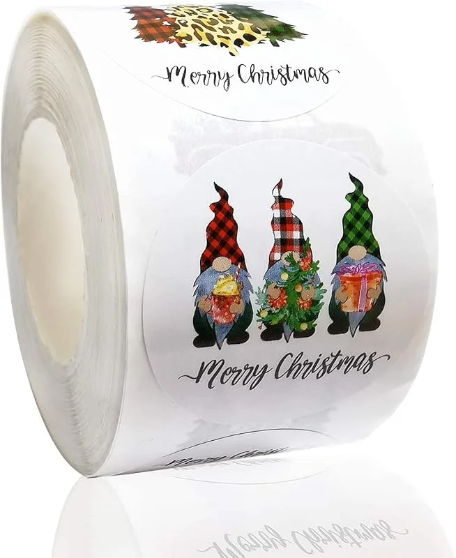 RunFar shop 500 unidades (3, 8 cm) pegatinas de Navidad para escribir pegatinas de Navidad, redondas, etiquetas de regalo, etiquetas autoadhesivas para fiestas, decoración de fiestas, envoltorios de regalo, sobres — Envoltorio regalo