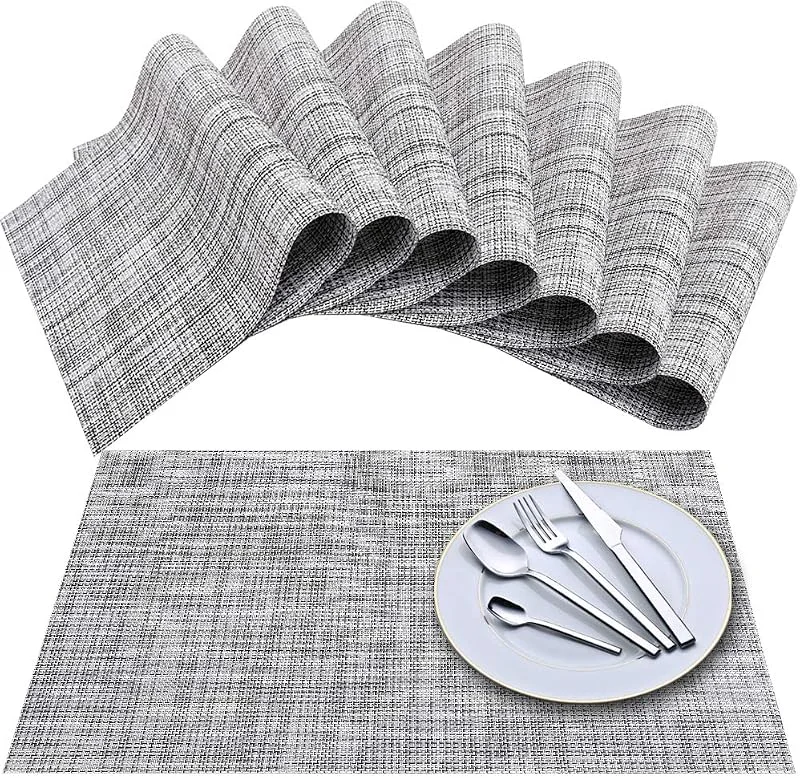 Newk Mantel Individual, Juego de 8, tapetes de Mesa Tejidos de Vinilo de Tejido Cruzado, Juego de tapetes de Mesa Lavables con Aislamiento Antideslizante — Hogar y cocina