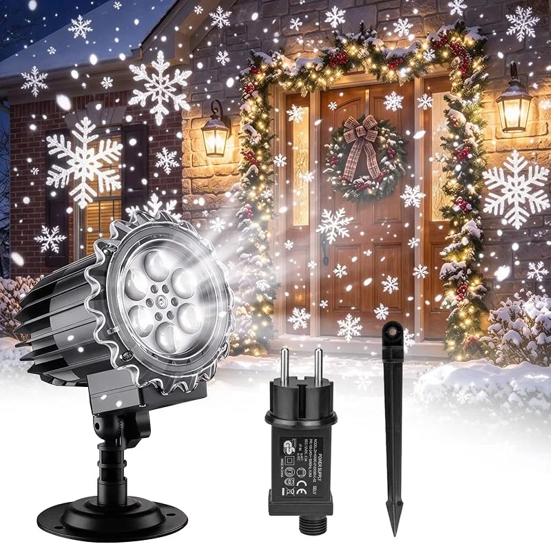 Wapasezyar Copos de Nieve Proyector, Proyector De Navidad, Nieve Dinámica — Luces Navidad