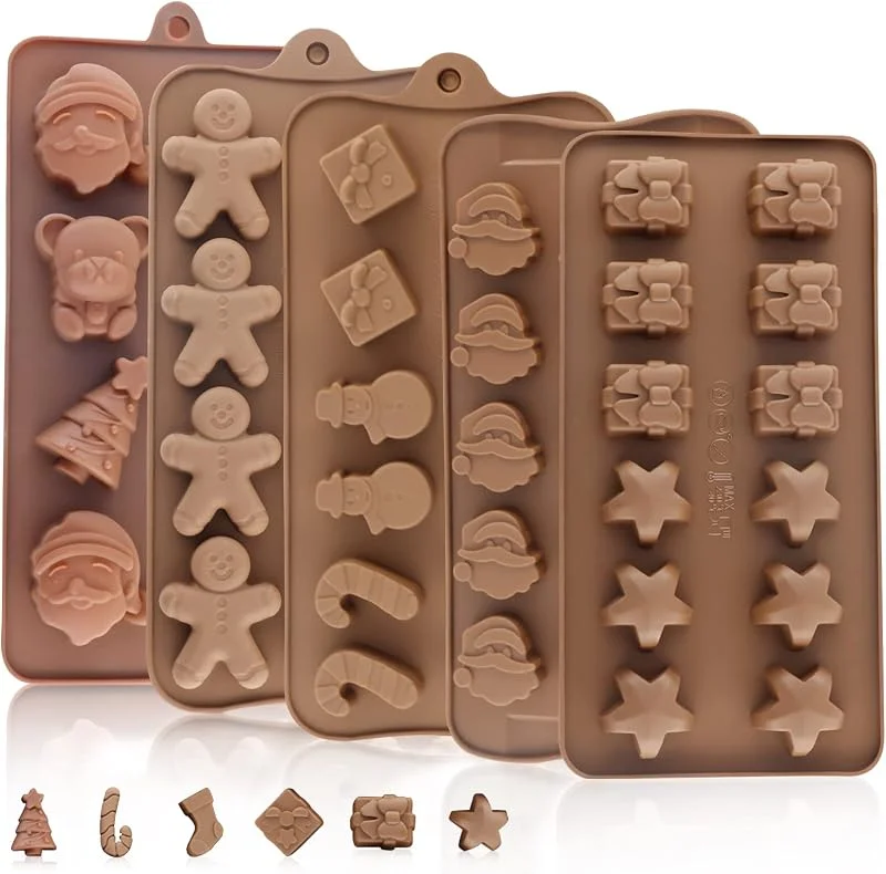 TaimeiMao 5PCS Moldes de Chocolate Navideño, Chocolates Moldes de Silicona — Hogar y cocina