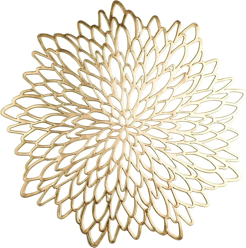 Snowkingdom, 4 pares de manteles individuales metálicos dorados y posavasos a juego, vinilo laminado de plástico, decoración de mesa de comedor para Navidad, Acción de Gracias, boda, 8 unidades — Hogar y cocina