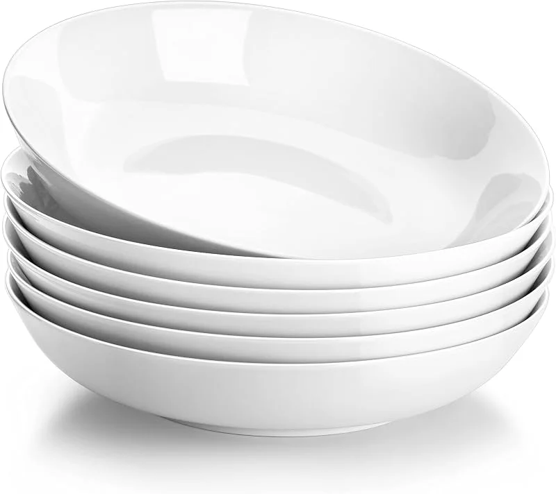Visita la tienda de MALACASA MALACASA Juego de 6 Cuencos para Pasta, 1200 ml Platos Hondos Sopa de Porcelana, Blanco Fuente Ensaladera Grande, Boles Desayuno para Ensalada, Pasta, Sopa y Frutas, Serie REGULAR — Adviento y mesa