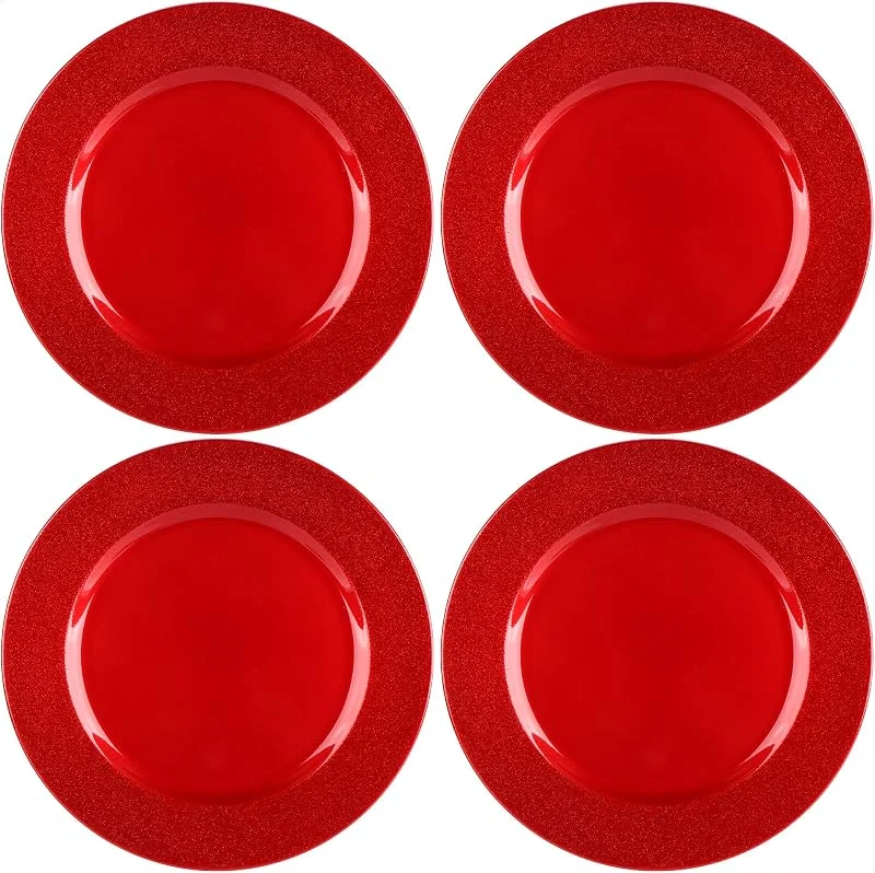 Visita la tienda de com-four com-four® 4x Platos Base en Rojo Brillante con Borde Brillante — Adviento y mesa