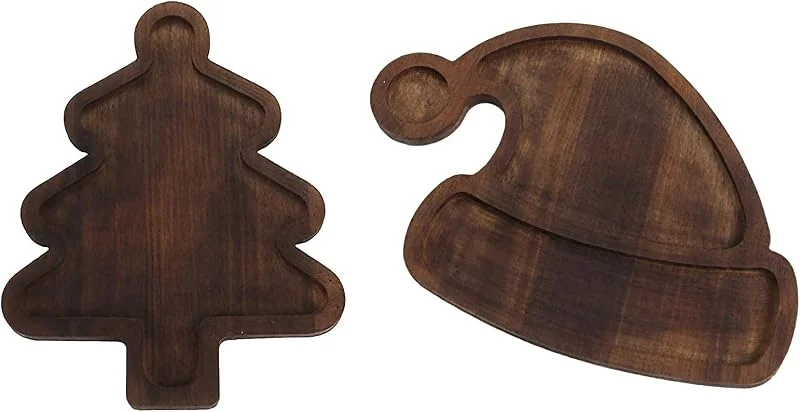 Hoshisea 2 Piezas Plato Navideño de Madera, Bandeja de Sombrero de Navidad, Plato de Nueces, Adecuado para Navidad, Fiestas, Cenas y También Se Puede Regalar a Amigos（7 pulgadas） — Hogar y cocina