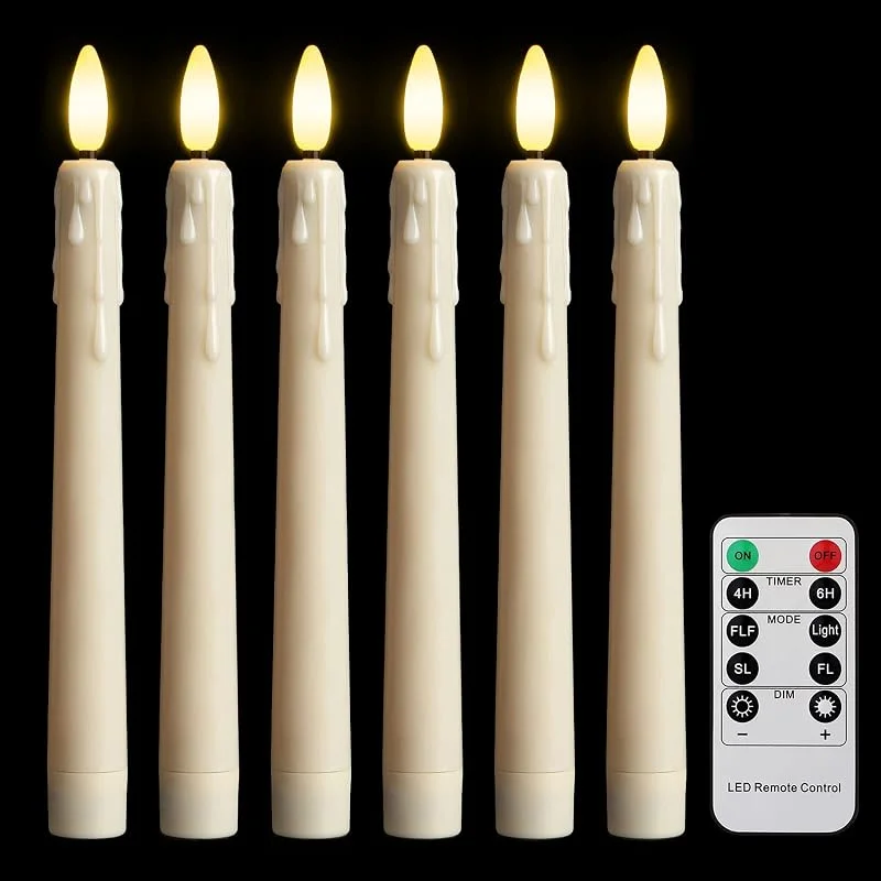 Visita la tienda de FREEPOWER FREEPOWER 6 Velas LED Largas con Mando a Distancia Temporizador, Velas Parpadeantes, Funciona con Pilas, Luz Blanca Cálida, Regulable, Decoración para Festivales Familiares, 2 x 21cm — Cena a la luz de velas