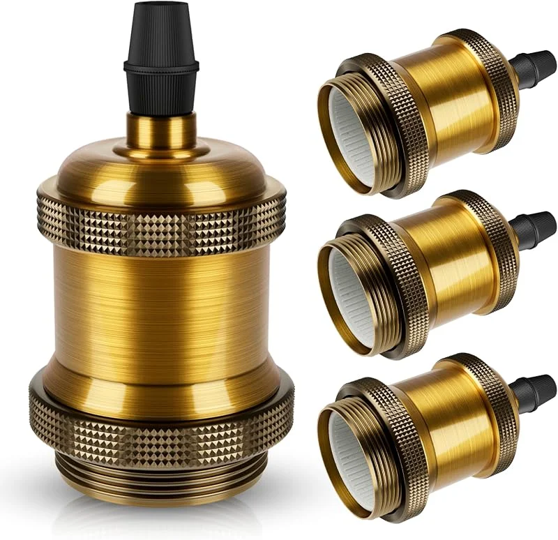 Visita la tienda de DiCUNO DiCUNO Portalámparas E27 vintage, Latón vintage Edison retro, Pack de 4 — Cena a la luz de velas