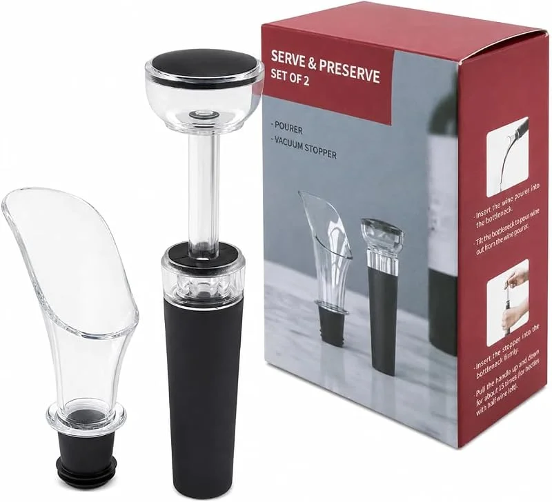 V VYNOR VYNOR, Pack Aireador y Tapón de Vacío Accesorios Vino, Kit regalo — Vino y mesa festiva