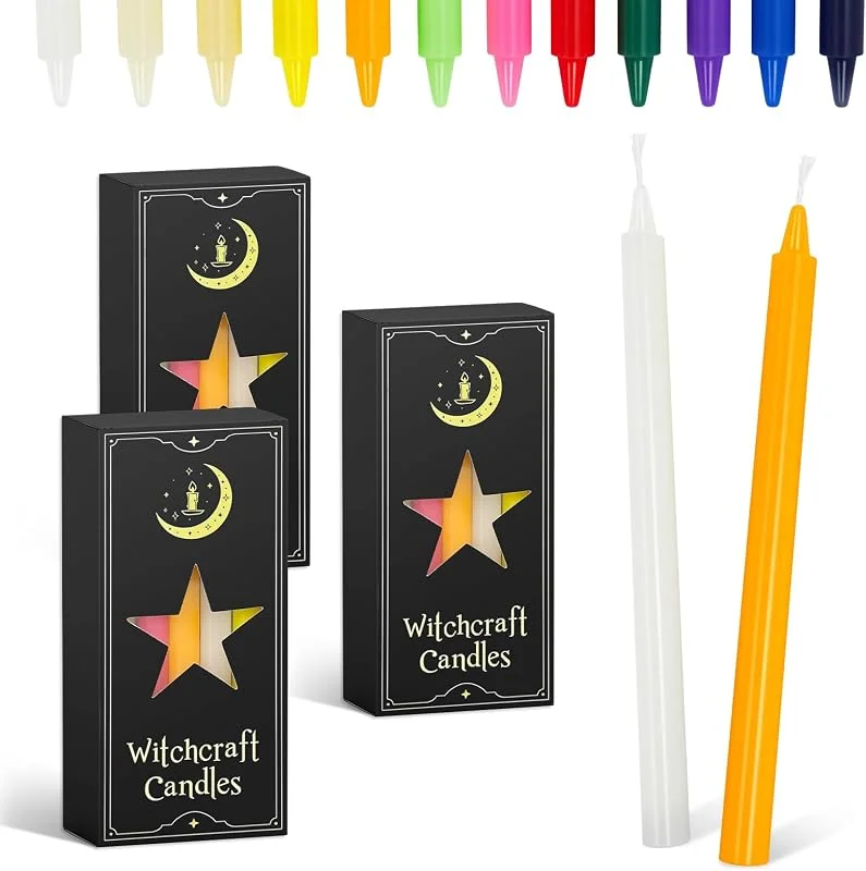 WOUMON 36 Velas Puntiagudas, 1, 2 x 16 cm Velas Cónicas, Velas de Colores Decorativas para el Hogar (16CM) — Cena a la luz de velas