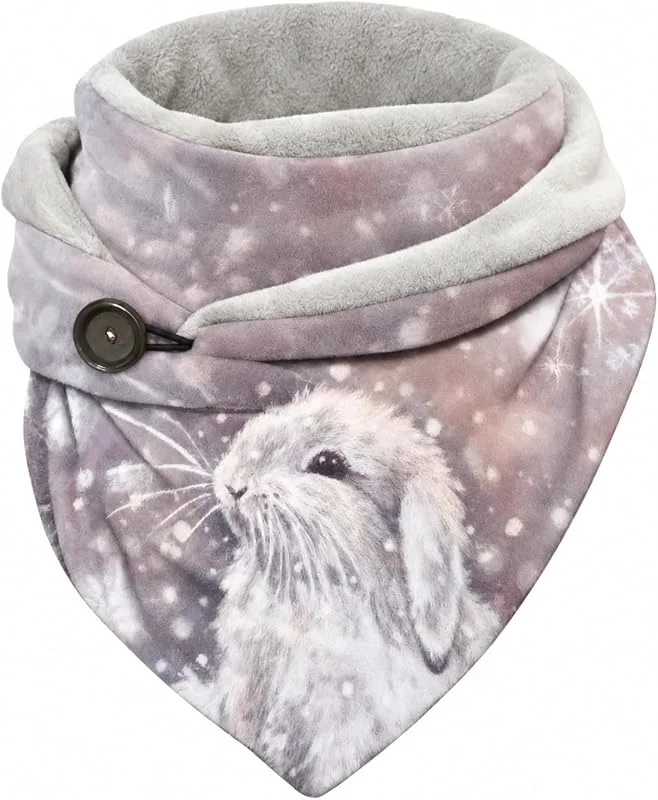 Hiseng Otoño Invierno Bufandas Mujer Moda Animal Impresión Shawls Caliente Cuello Alto Bufanda Pañuelos de Acogedor Chal Cálido Abrigo Grandes y Largas para Mujer — Ropa Navidad