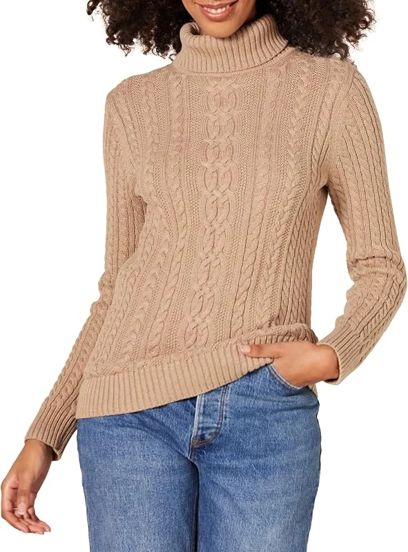 Visita la tienda de Amazon Essentials Amazon Essentials Mujer Jersey de Cuello Vuelto y Punto Cable de Tipo Pescador (Disponible en Tallas Grandes) — Ropa Navidad