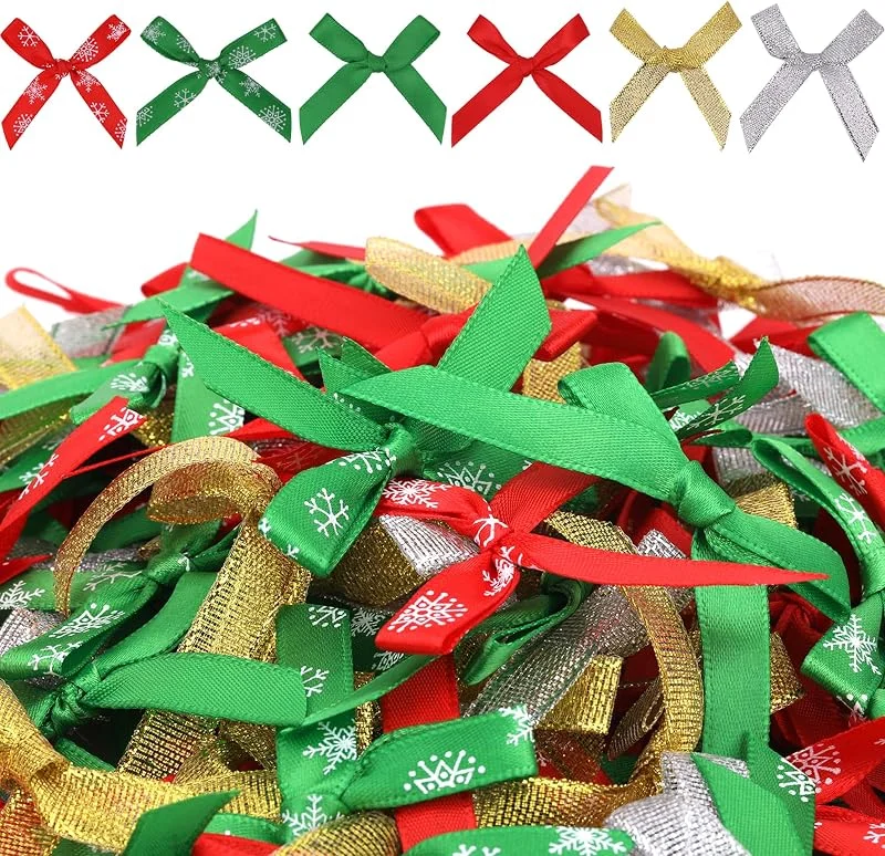 Visita la tienda de Trimming Shop Trimming Shop Navidad Lazo Listones Poliéster Cinta Grosgrain 150pcs Árbol de Guirnalda Bowknot Purpurina Organza para Regalo Envoltura Y Festivo Proyectos Manualidades (6 Diferente Tipos) — Envoltorio regalo