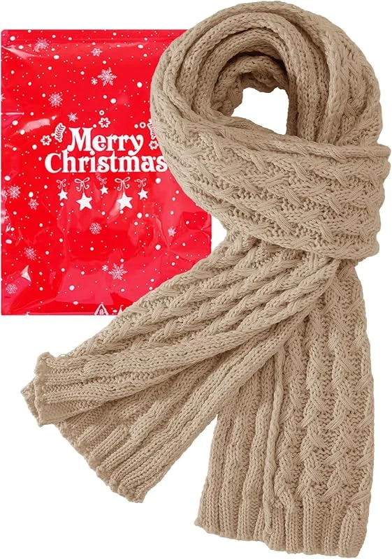 Visita la tienda de Voqeen Voqeen Mujeres Bufanda Invierno Suave Chunky Bufanda De Punto Para Las Mujeres Grueso Abrigo Largo Para El Clima Frío — Ropa Navidad