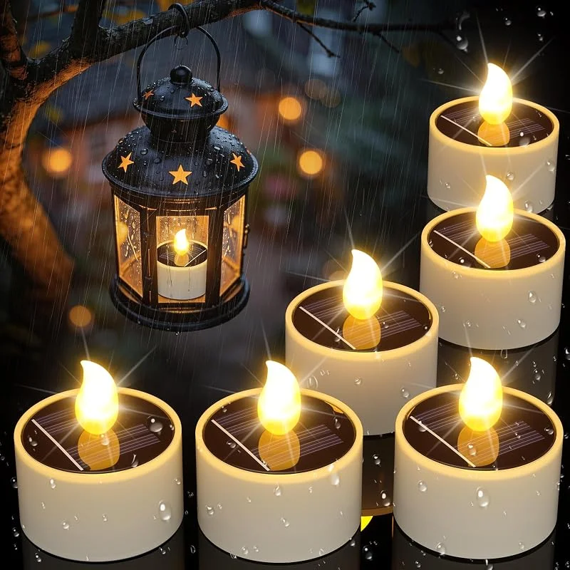 Visita la tienda de PChero PChero 6pcs Solares Velas LED Recargables Parpadeantes Impermeables Candelita, Perfecto para Patio, Jardín, Boda, Fiesta, Decoración Navideña — Cena a la luz de velas