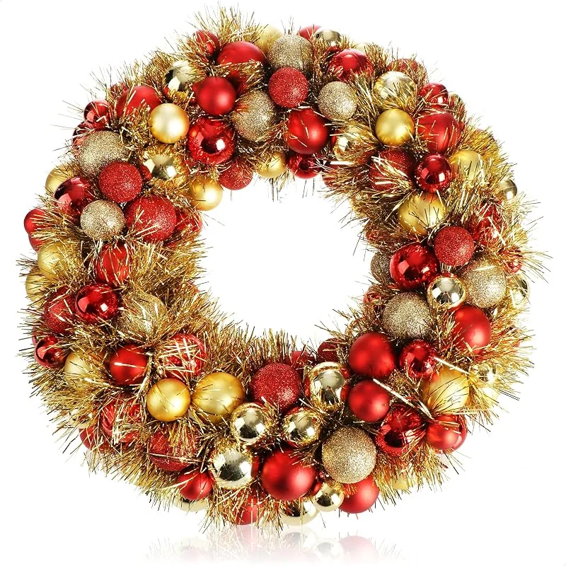 Visita la tienda de com-four com-four® Corona de Puerta de Navidad, Corona de Adviento con oropel — Decoracion Navidad