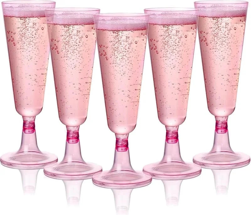 Visita la tienda de MATANA MATANA 24 Elegantes Copas de Champán de Plástico Rosa, 150ml - Flautas de Champagne para Bodas, Cumpleaños y Fiestas - Vasos Resistentes y Reutilizables para Cócteles, Postres — Vino y mesa festiva