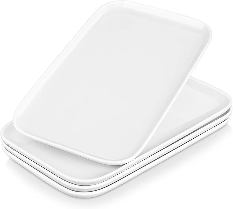Visita la tienda de MALACASA MALACASA Juego de 4 platos de servir grandes de porcelana para entretenimiento, platos rectangulares blancos de 12 pulgadas para fiestas, bodas, postres, ocasiones de lavavajillas, microondas — Hogar y cocina